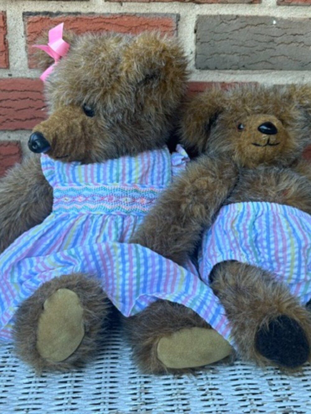Siblings - Handmade Fully Jointed Bears - 17" Big Sister & 13-1/2" Baby Brother